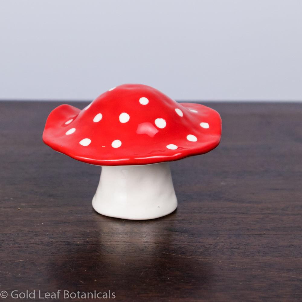 Ceramic Toadstool Decorative Piece - Style #2 - Gold Leaf Botanicals