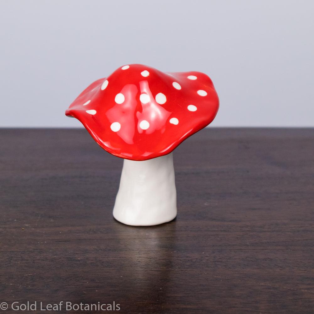 Ceramic Toadstool Decorative Piece - Style #3 - Gold Leaf Botanicals